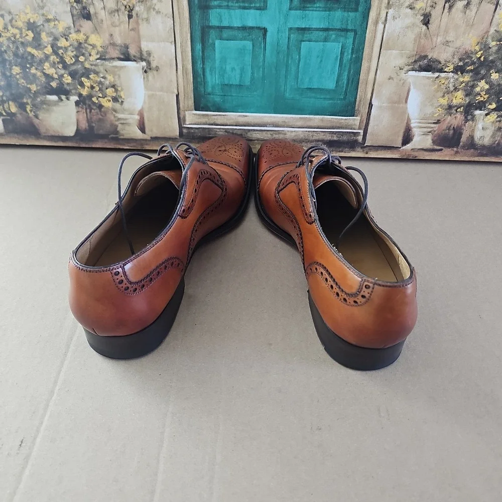 Magnanni Brogue Derby Medallion Toe Oxford Cognac Mens Dress Shoes 10.5 M 13975